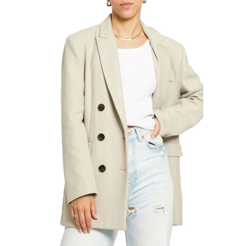 Know One Cares | Double Breasted Padded Shoulder Blazer in Sage Size Small